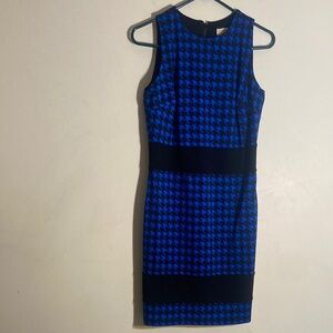 Michaels Blue and Black Houndstooth Mini Dress